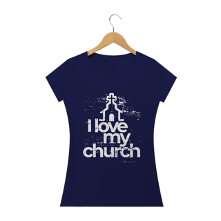 Nome do produto Camiseta feminina básica - i love my church
