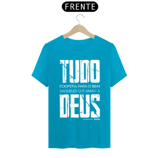 Nome do produto Camiseta masculina básica - Tudo coopera para o bem - arte branca