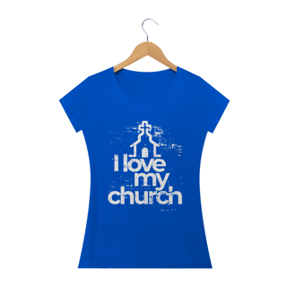 Nome do produto Camiseta feminina básica - i love my church
