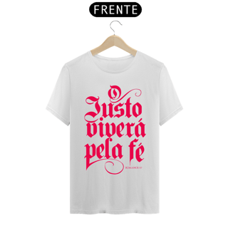 Nome do produto Camiseta masculina básica - O justo viverá pela fé - arte vermelha