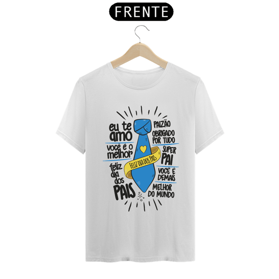 Camiseta masculina básica - dia dos pais - feliz dia dos pais - arte letra preta