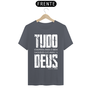 Nome do produto Camiseta masculina básica - Tudo coopera para o bem - arte branca