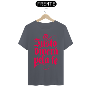 Nome do produto Camiseta masculina básica - O justo viverá pela fé - arte vermelha