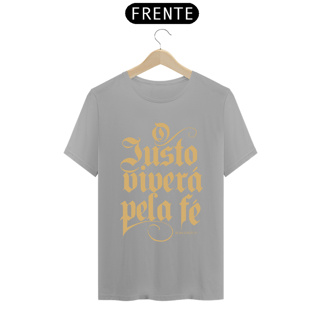 Nome do produto Camiseta masculina básica - O justo viverá plea fé - arte dourada 