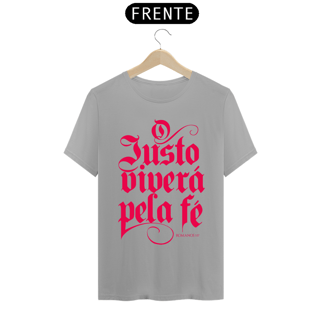 Nome do produto Camiseta masculina básica - O justo viverá pela fé - arte vermelha