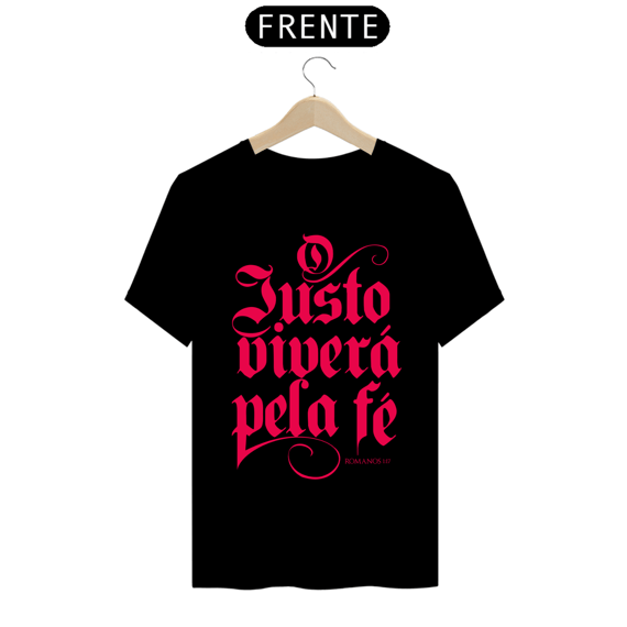 Camiseta masculina básica - O justo viverá pela fé - arte vermelha