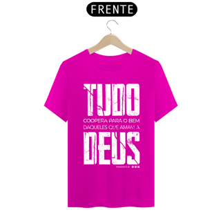 Nome do produto Camiseta masculina básica - Tudo coopera para o bem - arte branca
