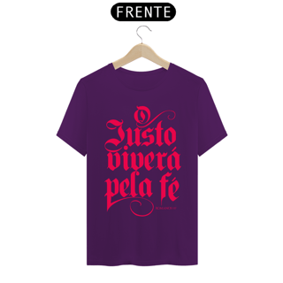 Nome do produto Camiseta masculina básica - O justo viverá pela fé - arte vermelha