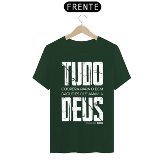 Nome do produto Camiseta masculina básica - Tudo coopera para o bem - arte branca