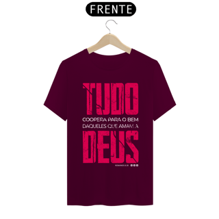 Nome do produto Camiseta masculina básica - Tudo coopera para o bem - arte vermelha