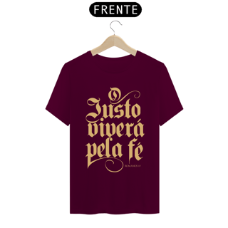 Nome do produto Camiseta masculina básica - O justo viverá plea fé - arte dourada 