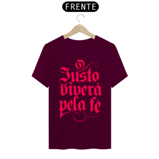 Nome do produto Camiseta masculina básica - O justo viverá pela fé - arte vermelha