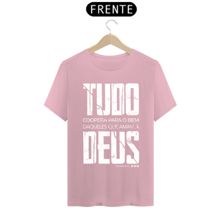Nome do produto Camiseta masculina básica - Tudo coopera para o bem - arte branca