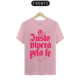Nome do produto Camiseta masculina básica - O justo viverá pela fé - arte vermelha