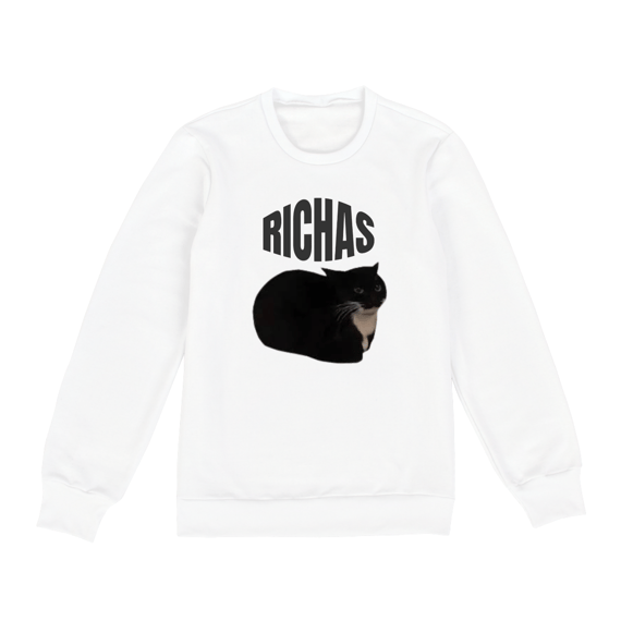Camisa Moletom Manga Longa Gato Preto Richas