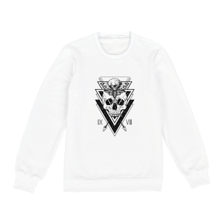 Nome do produto Skull Triangles (moletom unissex branco ou cinza)
