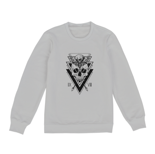 Nome do produto Skull Triangles (moletom unissex branco ou cinza)