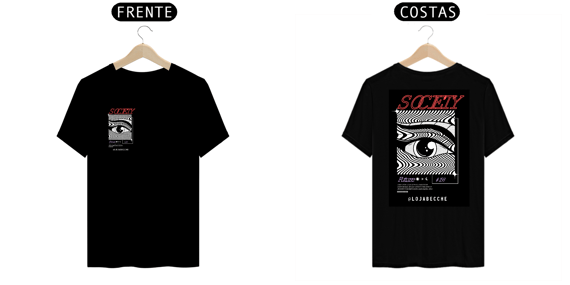 SOCIETY | camiseta preta | estampa frente e verso