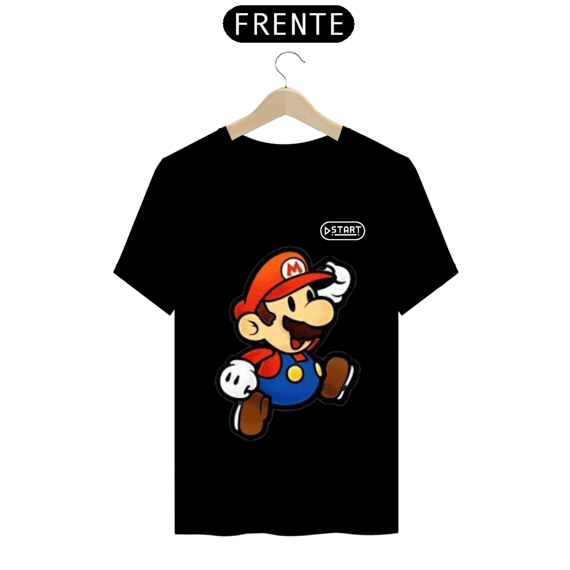 Camisa Start - Super Mario Preta