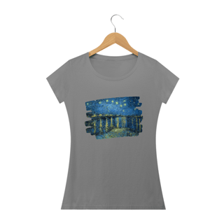 Nome do produto Camiseta Feminina - Arte Noite Estrelada Sobre o Ródano de Van Gogh