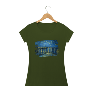 Nome do produto Camiseta Feminina - Arte Noite Estrelada Sobre o Ródano de Van Gogh