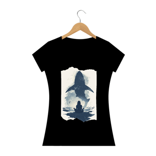 Nome do produto Camiseta Feminina Tubarão Meditação - B&W