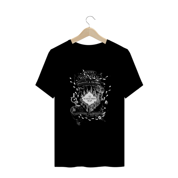 Camiseta Harry Potter | Mapa do Maroto Black n' White | Plus Size
