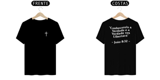 T-Shirt - Conhecereis a  Verdade - Preta