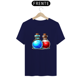 Nome do produto Camiseta Poção de Vida Vermelha e Mana Azul HP MP MMO RPG Brenommorpg