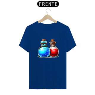 Nome do produto Camiseta Poção de Vida Vermelha e Mana Azul HP MP MMO RPG Brenommorpg