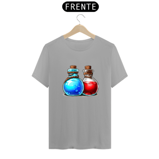 Nome do produto Camiseta Poção de Vida Vermelha e Mana Azul HP MP MMO RPG Brenommorpg