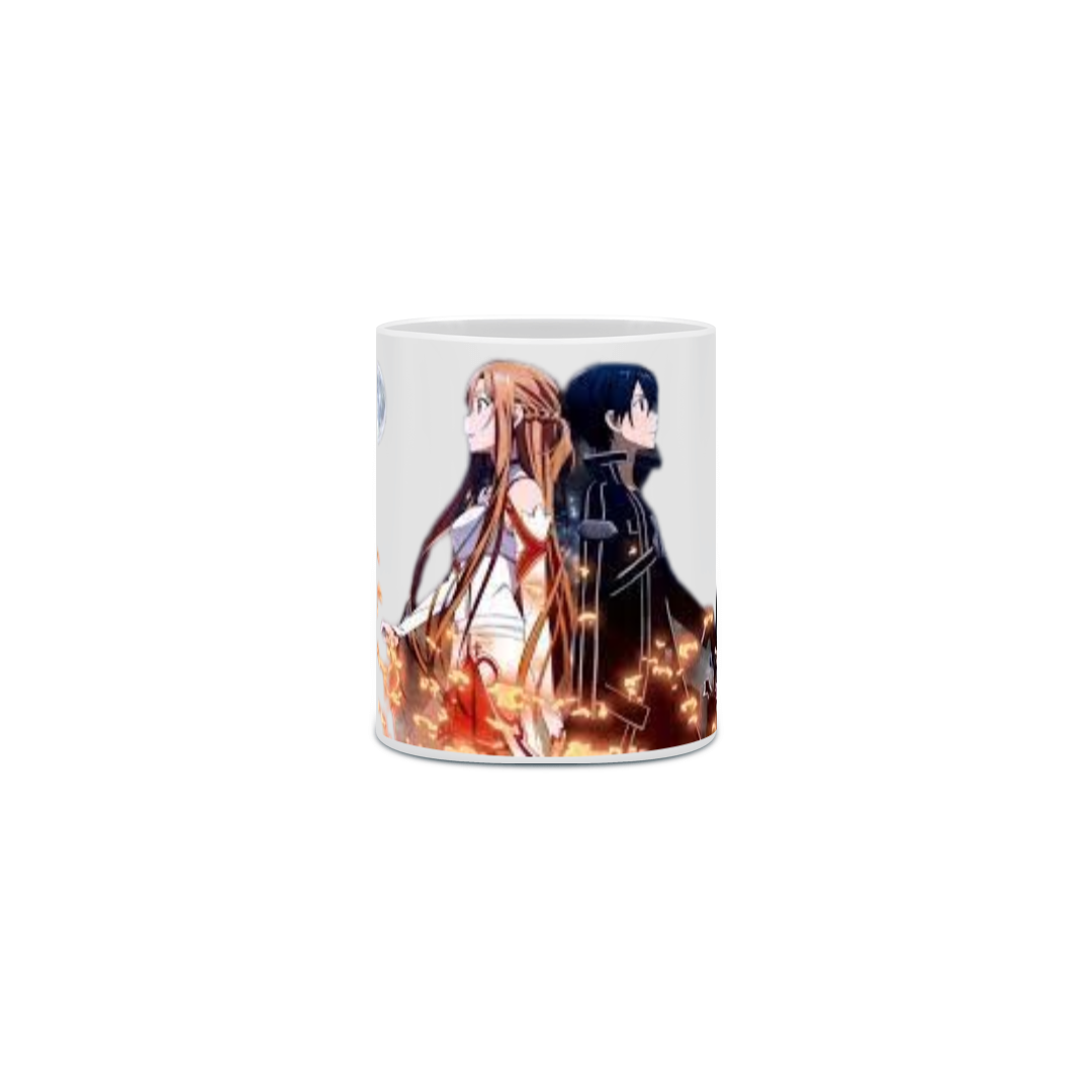 Caneca Porcelanato Personalizada Anime Sword Art Online Kirito e Asuna