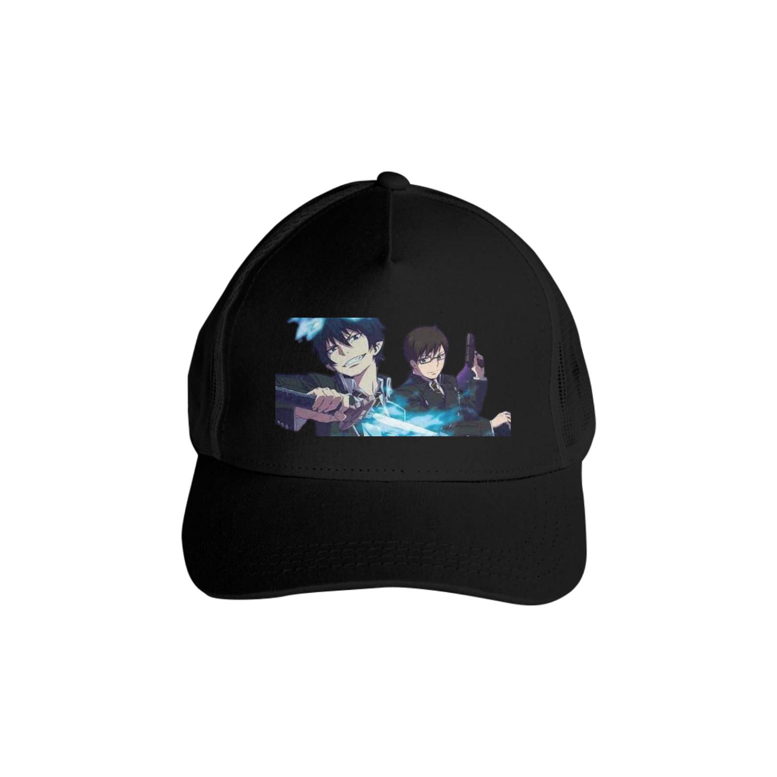 Boné Americano Trucker Aba Curva Ao no Exorcist 