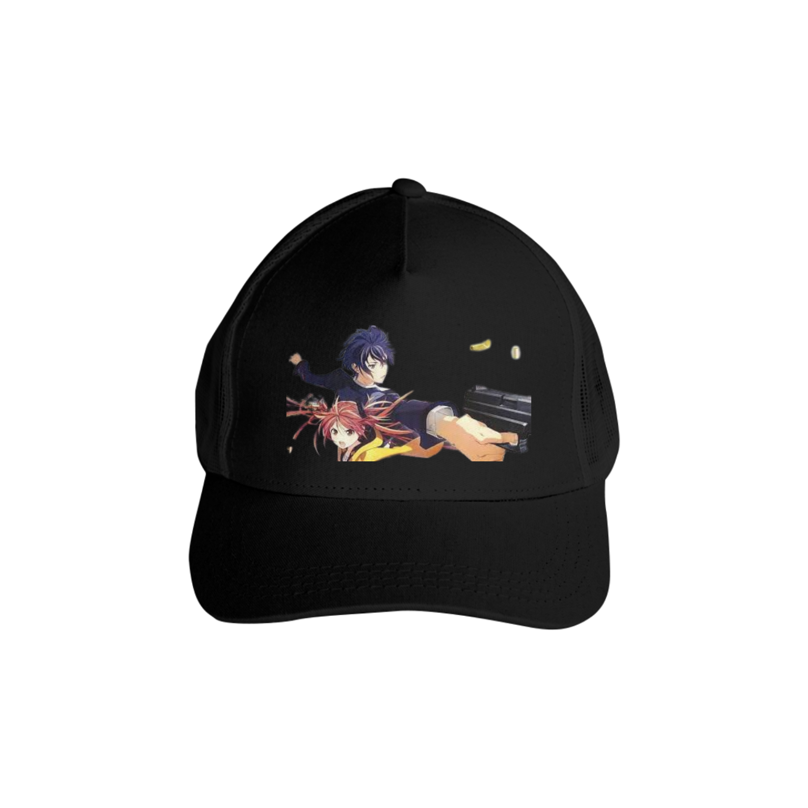 Boné Americano Trucker Aba Curva Anime Black Bullet