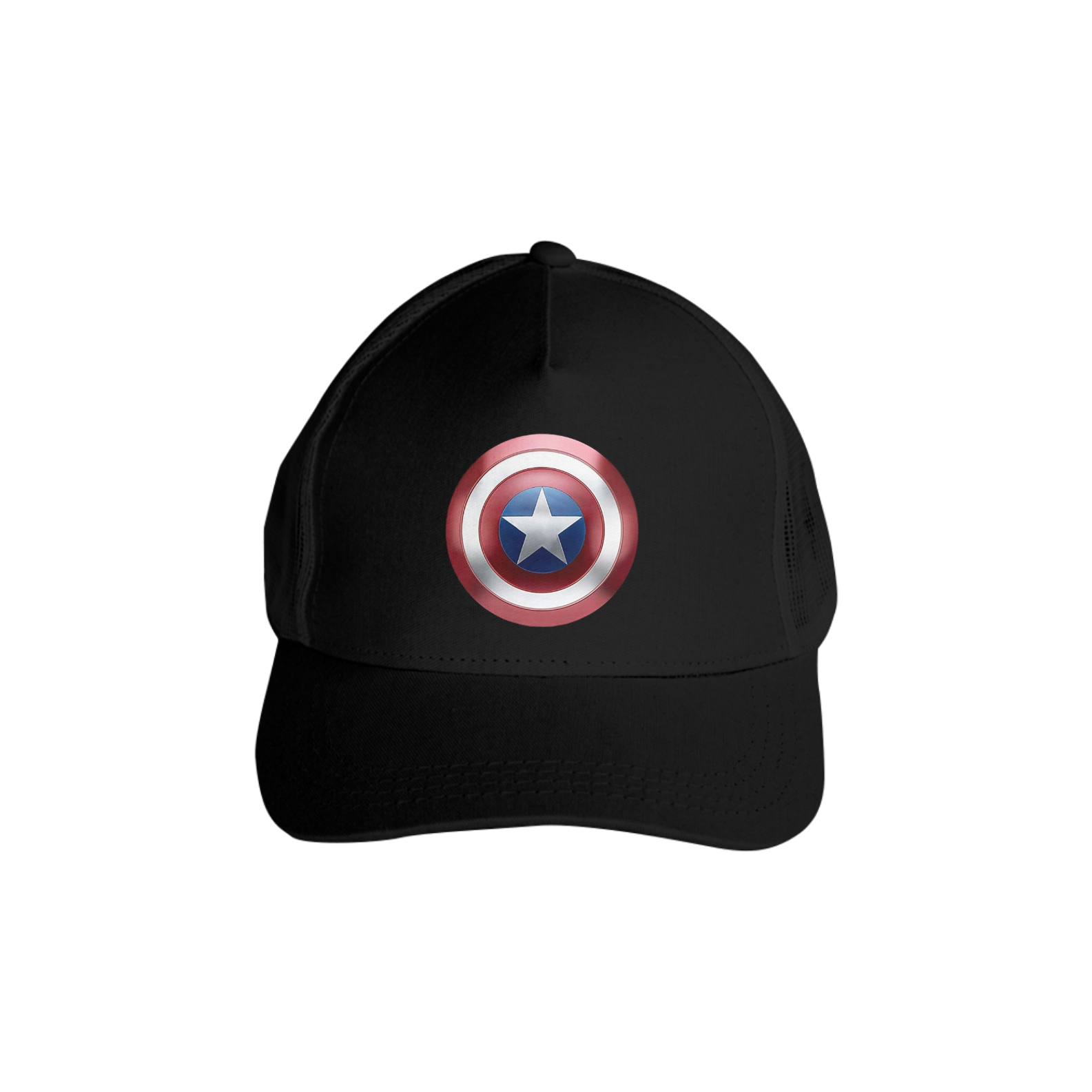 Boné Americano Trucker Aba Curva Marvel Capitão América 