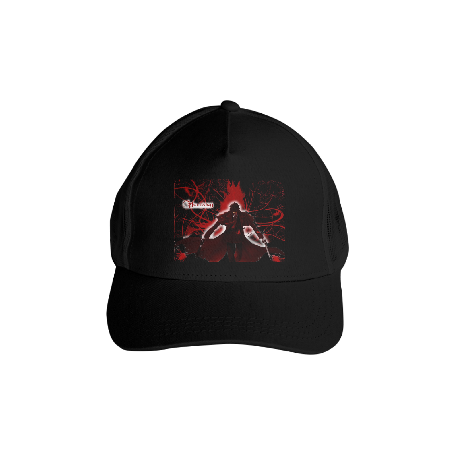 Boné Americano Trucker Aba Curva Anime Hellsing Alucard