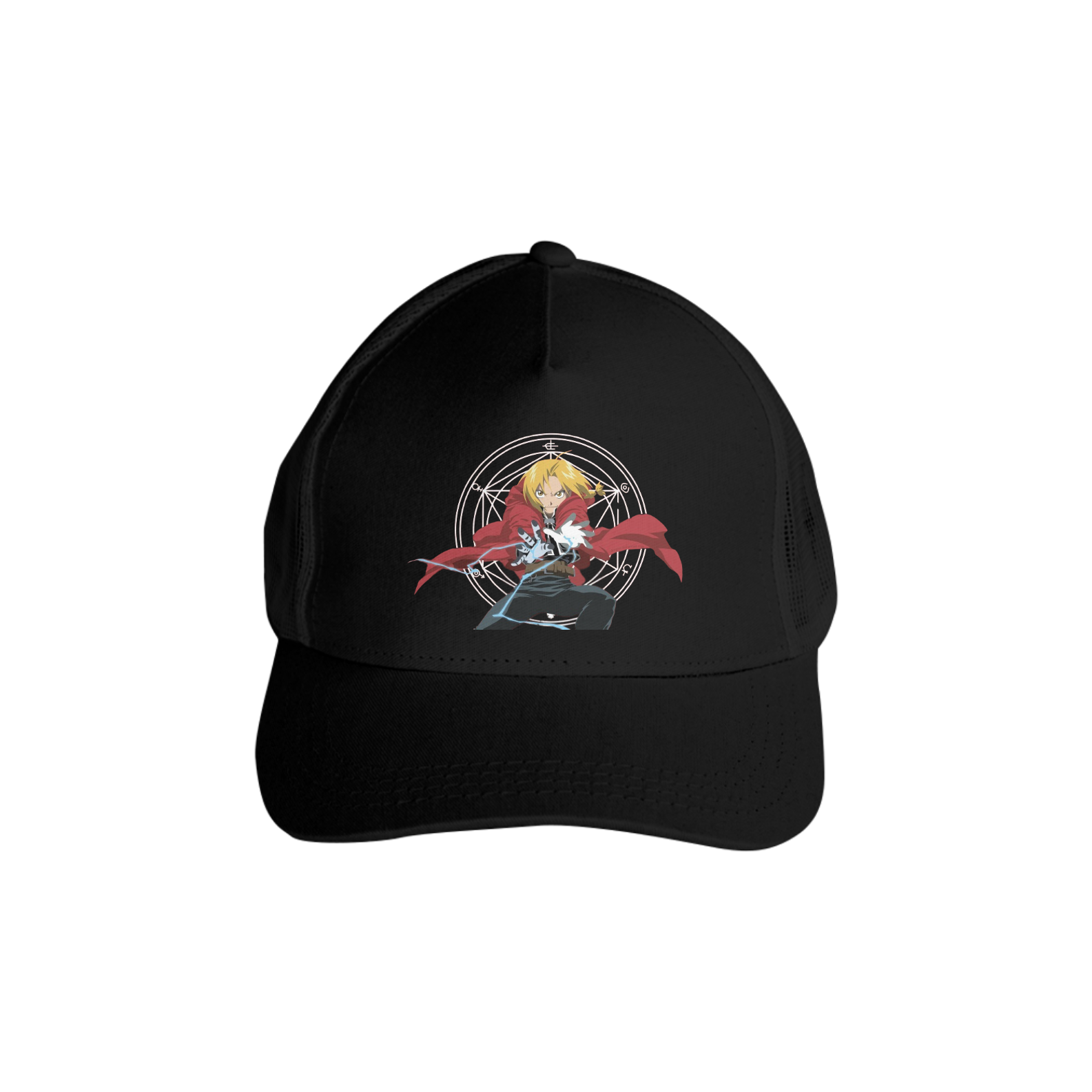 Boné Americano Trucker Aba Curva Anime Fullmetal Alchemist Edward Elric