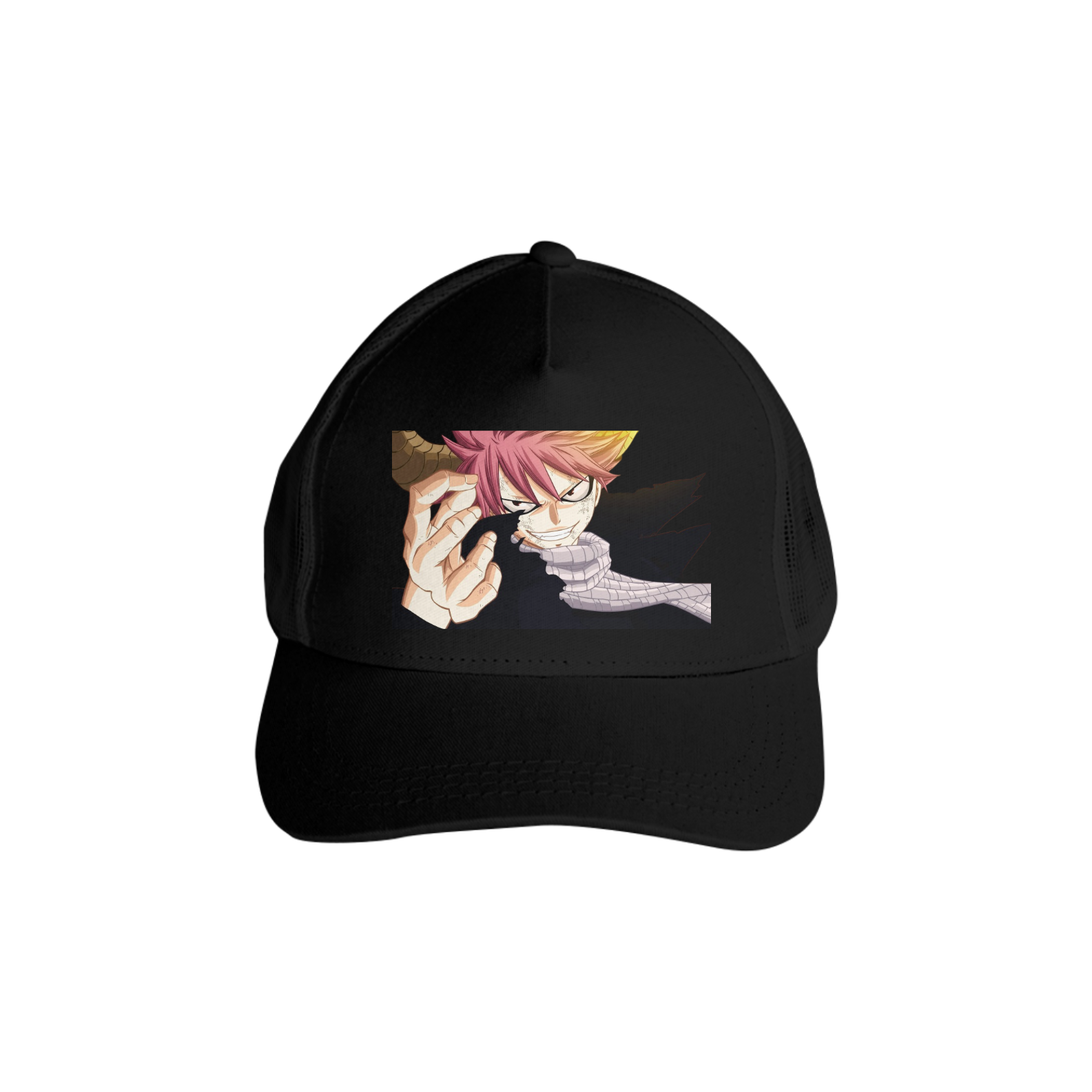 Boné Americano Trucker Aba Curva Anime Fairy Tail Natsu