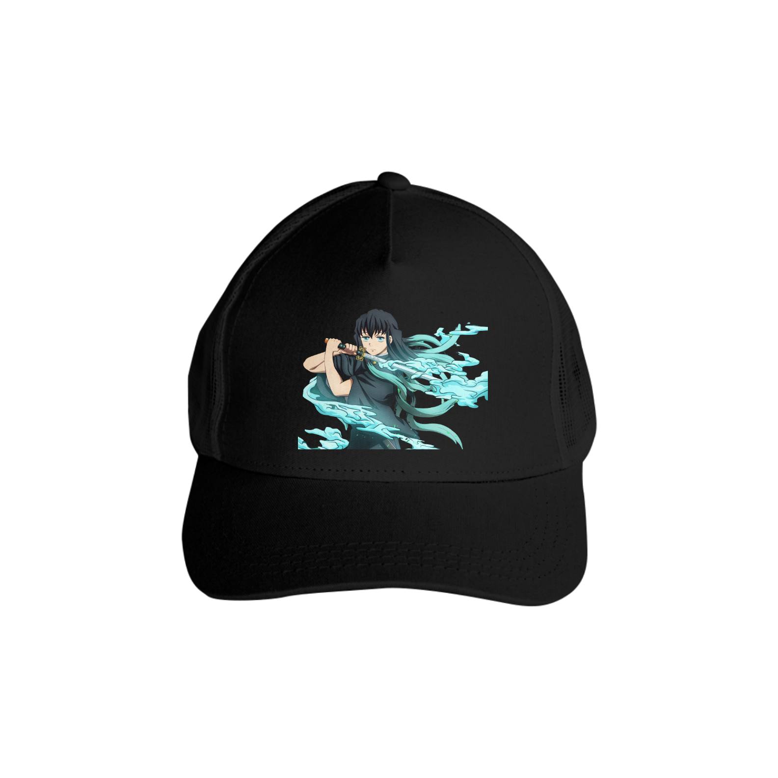 Boné Americano Trucker Aba Curva Anime Demon Slayer Muichiro Tokito