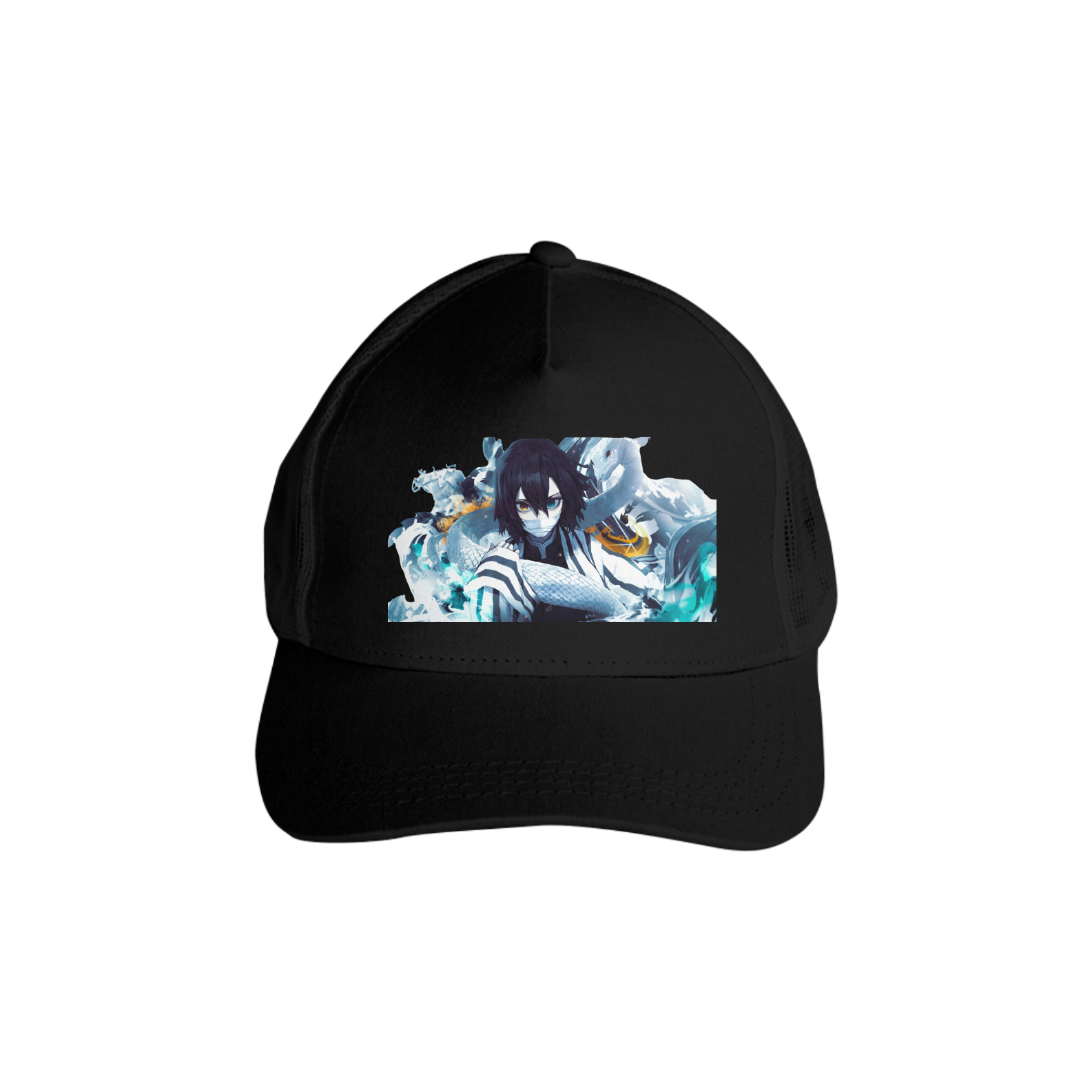 Boné Americano Trucker Aba Curva Anime Demon Slayer Obanai Iguro