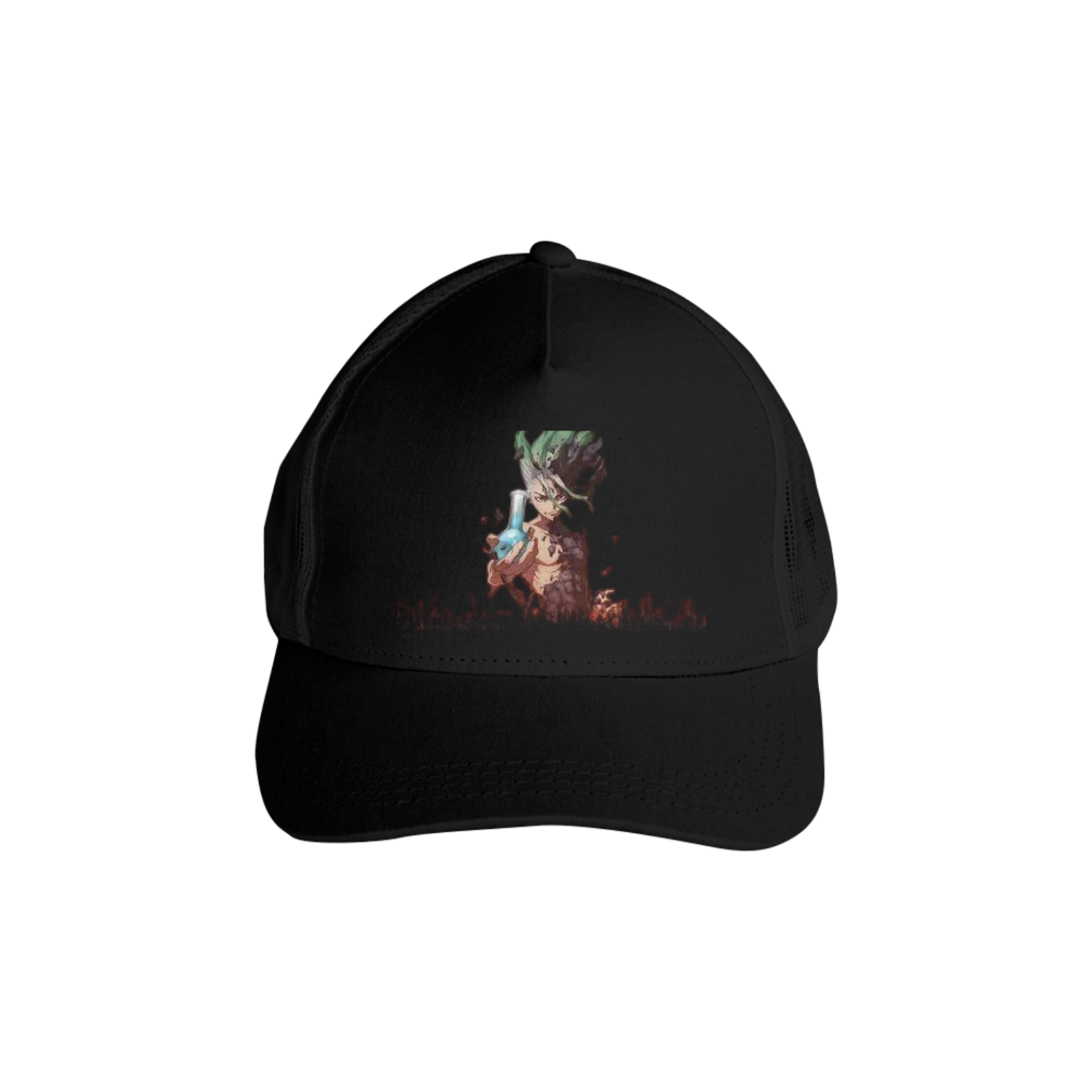 Boné Americano Trucker Aba Curva Anime Dr. Stone