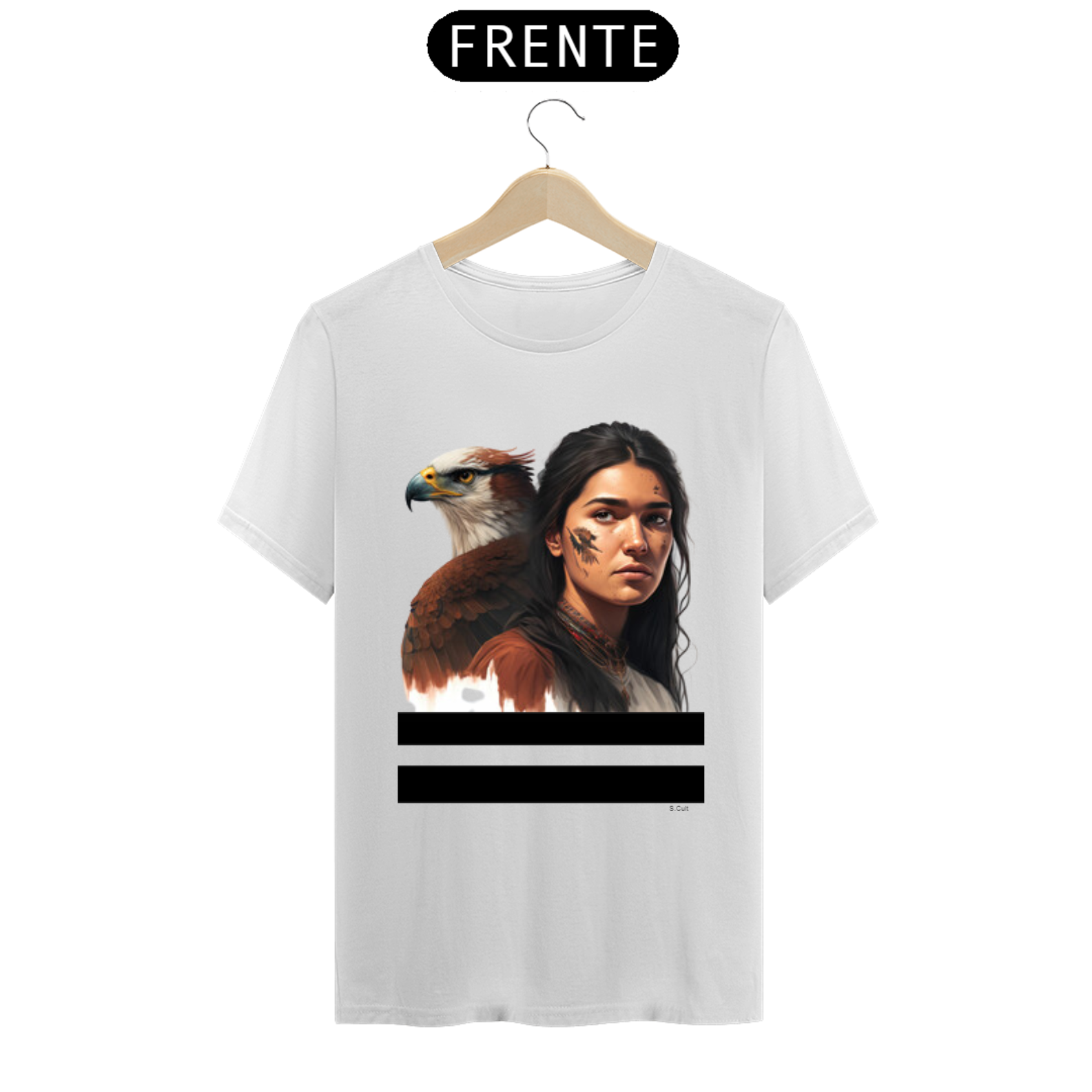 T.Shirt Coleção Etnias- Ref.Nativo Americano - India Nativa Americana Perfil com águia