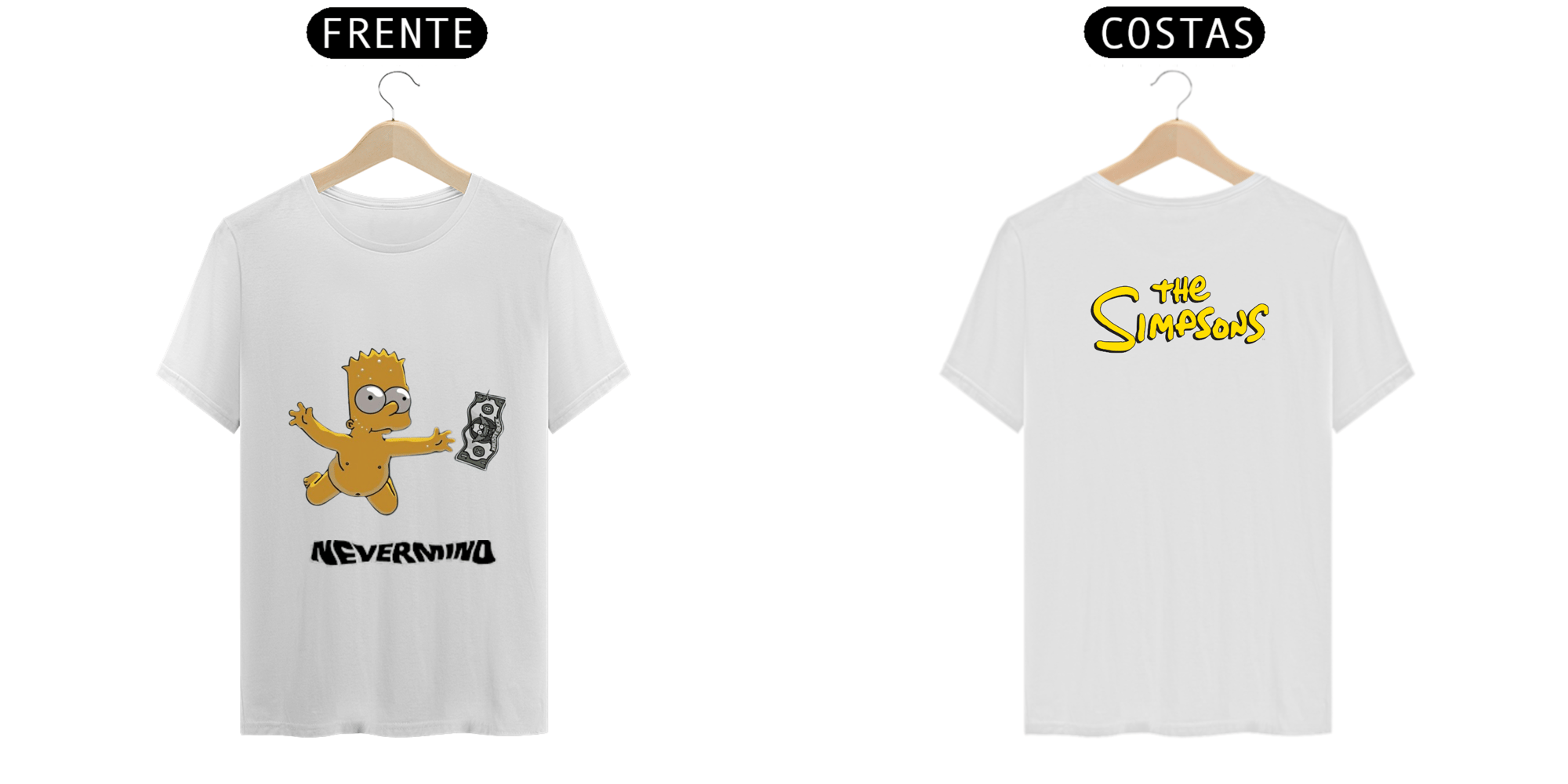 T.Shirt Prime - Coleção The Simpsons - Bart Simpsom Referência ao disco do Nirvana Nevermind