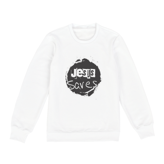 moletom sem capuz branco ´´Jesus saves``