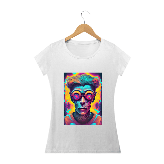 Camiseta Baby Long Óculos Universo Alucinógena Colection
