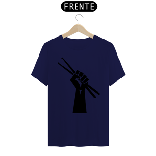 Camiseta Básica Mão e Baquetas - Cores Azul ou Branca
