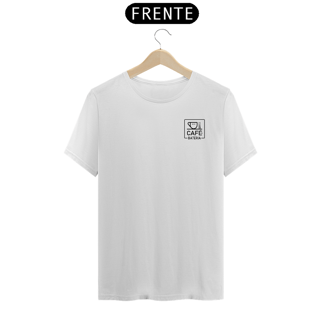 Camiseta Básica Café & Bateria - Cores Branca, Verde ou Cinza (Estampa Pequena)
