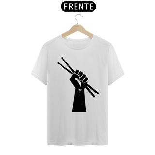 Nome do produto Camiseta Básica Mão e Baquetas - Cores Azul ou Branca