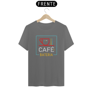 Camiseta Estonada Café & Bateria - Cor Cinza