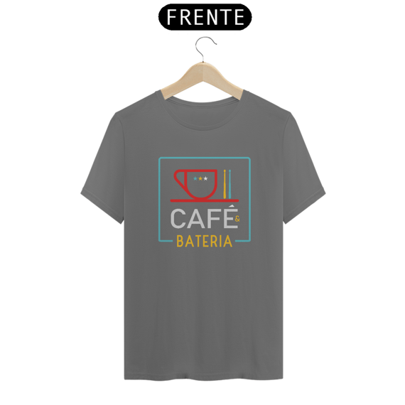 Camiseta Estonada Café & Bateria - Cor Cinza